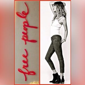 Free People Jacquard Black Textured Skinny Jeans 27